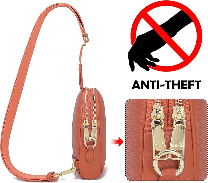 INICAT Travel Small Sling Bag Leather Crossbody Bags for Women Fanny Packs Cross Body Bag for Woman Cross Body Purses