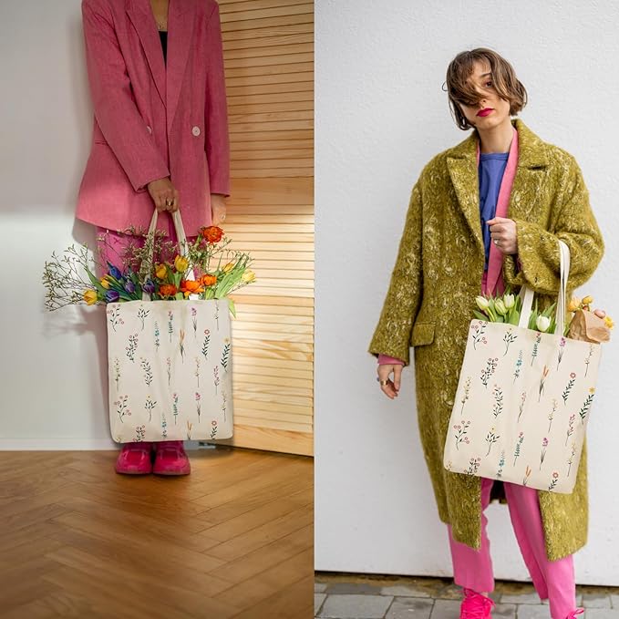 Tote Bag for Women, Canvas Tote Bag with Pockets,Canvas Shopping Bags,Reusable Grocery Bags