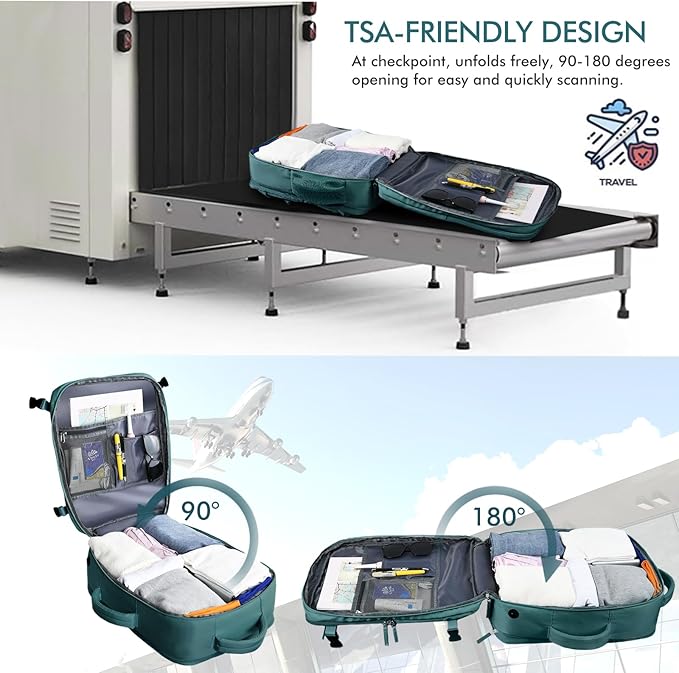 Beraliy Travel Backpack, Carry on Backpack, Airline Approved Personal Item Bag, 16 Inch Laptop Backpack, Waterproof Hiking Daypack Backpack, Weekender Bag, Peacock Blue