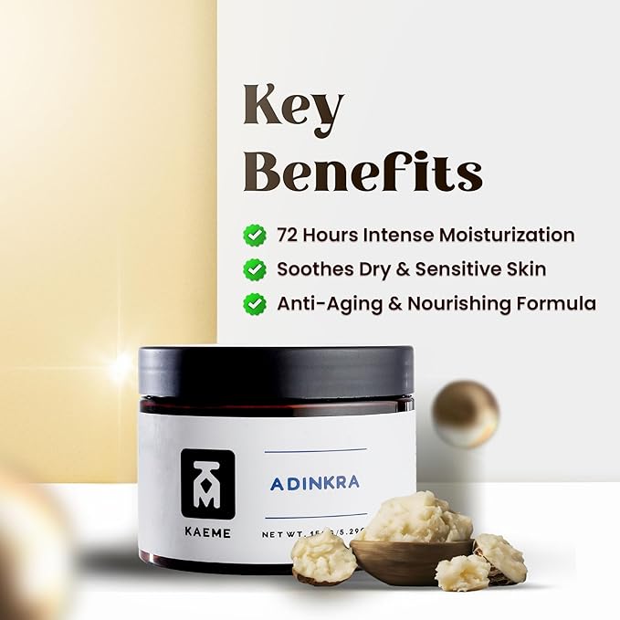 Kaeme Adinkra Pure Whipped Shea Butter made from Raw Organic Unrefined Butter Skin Moisturizer Hair Repair with coconut Oil for women and men (10.5oz/300g jar)