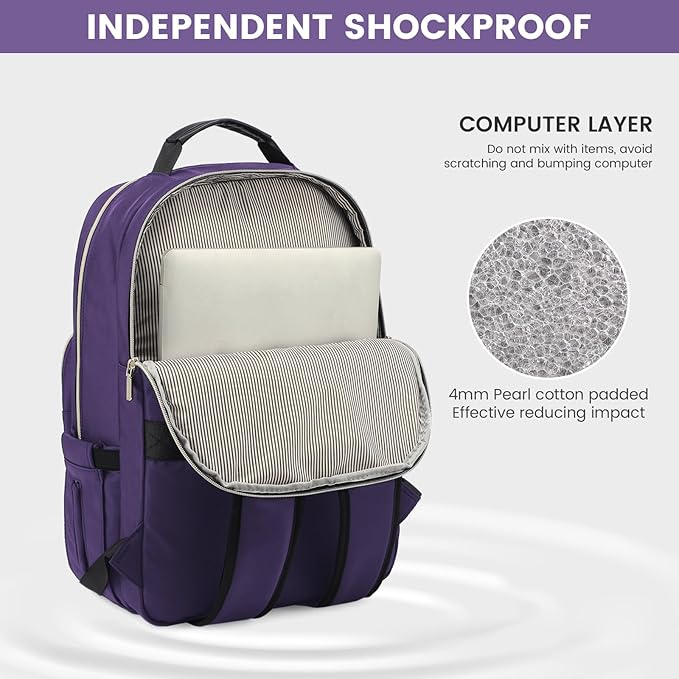 LOVEVOOK Laptop Backpack for Women 15.6 inch,Cute Women Travel Backpack Purse,Professional Laptop Computer Bag,Waterproof Work Business College Teacher Bag Carry on Backpack with USB Port,Royal Purple