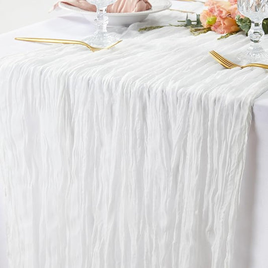 3 Pieces Table Runners White Cheesecloth Table Runner for Wedding Decorations 10FT Cheese Cloth Table Runner Rustic Sheer Table Runner for Wedding Bridal Shower Birthday Party Boho Table Decorations