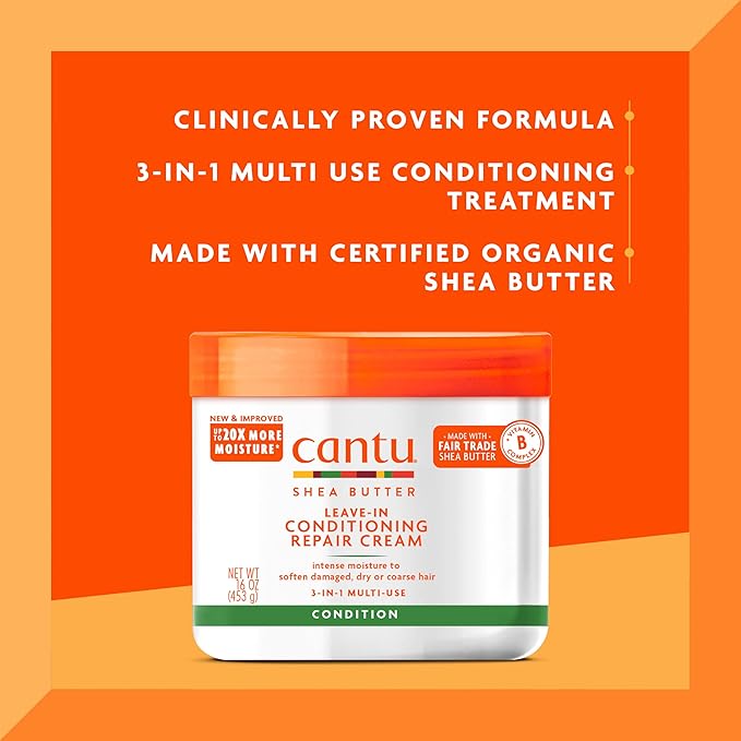 Cantu Leave-In Conditioning Repair Cream with Shea Butter, 16 oz (Pack of 2)