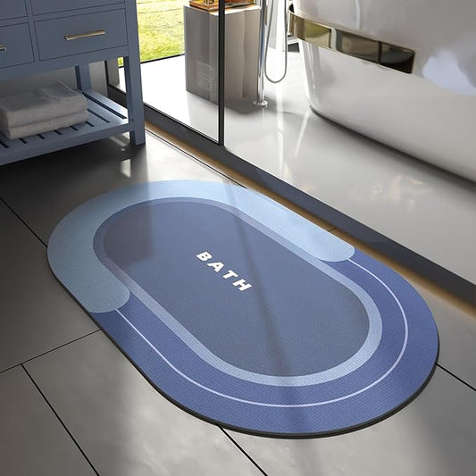 MontVoo Bath Mat - Non Slip, Quick Dry, Stain Resistant Bath Mat Rug for Bathroom Floor - Easy Care Shower Rug for Outside Bathtub - 17"x27" Navy