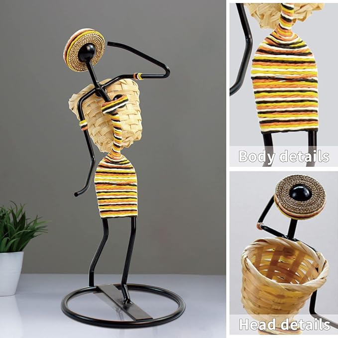 Creative Tea Candle Holder Tealight Holder with Bamboo Baskets and Candle Lights, Great for Decorative Candle Holders Home Decor Centerpiece, Unique Candle Holders