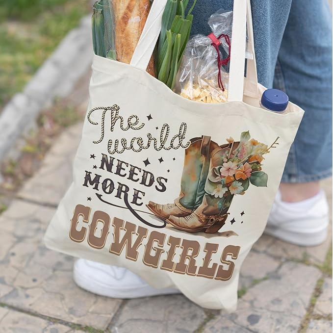 Western Cowgirl Canvas Tote Bags, Country Cowgirl Gift, Shopping Bagss, Aesthetic ToteBag for Women