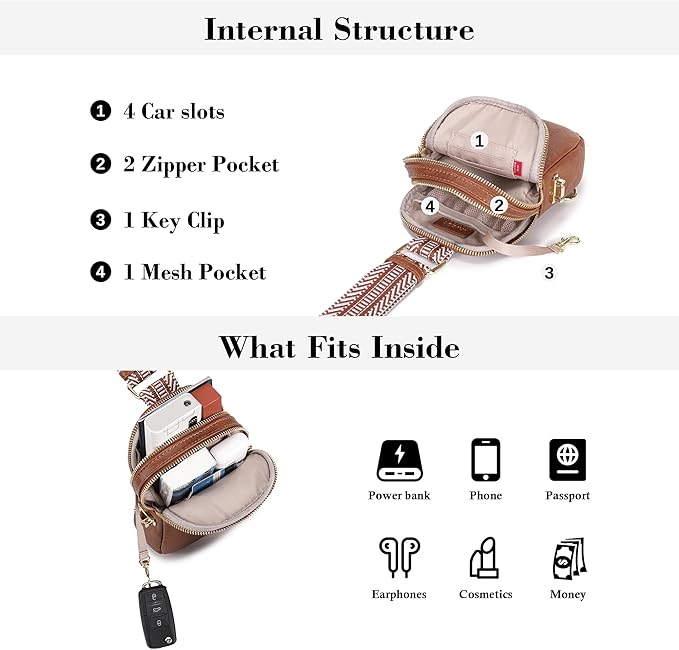 INICAT Travel Small Sling Bag Leather Crossbody Bags for Women Fanny Packs Cross Body Bag for Woman Cross Body Purses