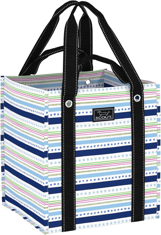 SCOUT Bagette Market Tote - Large Reusable Grocery Bag with Burst-Proof Bottom, Two Sets of Straps, Double Capacity, Folds Flat to Store