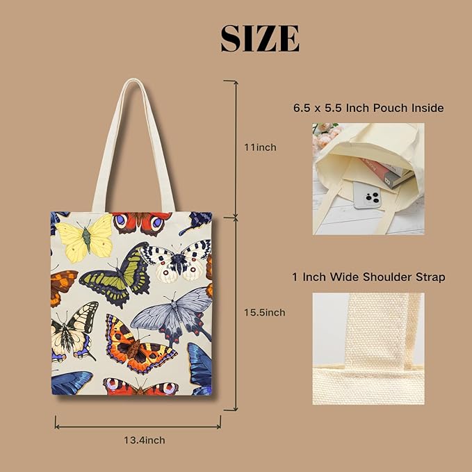 Tote Bag for Women, Canvas Tote Bag with Pockets,Canvas Shopping Bags,Reusable Grocery Bags