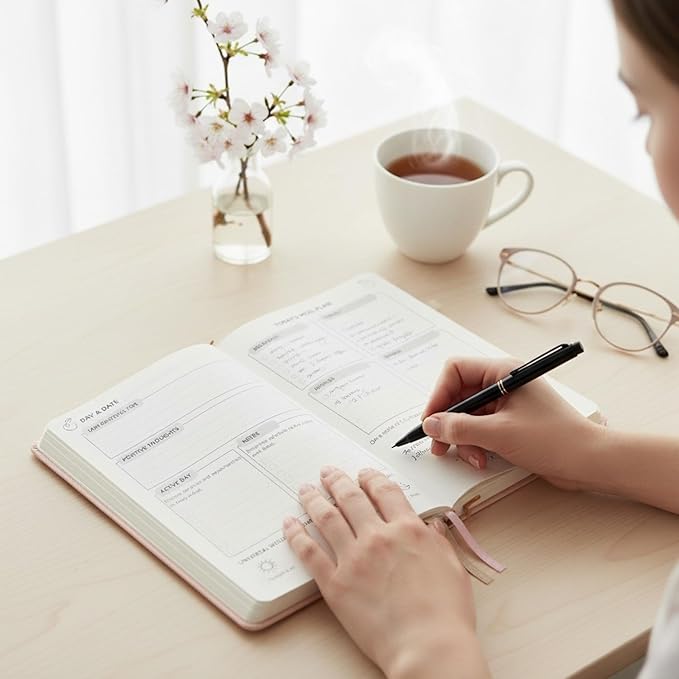 Life & Apples Wellness Journal Planner – Food Log, Fitness Tracker, Habit Tracker, Weight Loss Journal for Diet Tracking and Health Goals, Undated, Size A5 Rose Gold