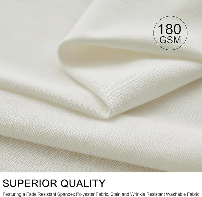 Outpain 12 Pack Spandex Ivory Round Tablecloths for 60in Tables, 120Inch Stretchy Fitted 5FT Round Table Clothes,Wrinkle Free Table Cover with Skirt for Wedding Party Dining Banquet