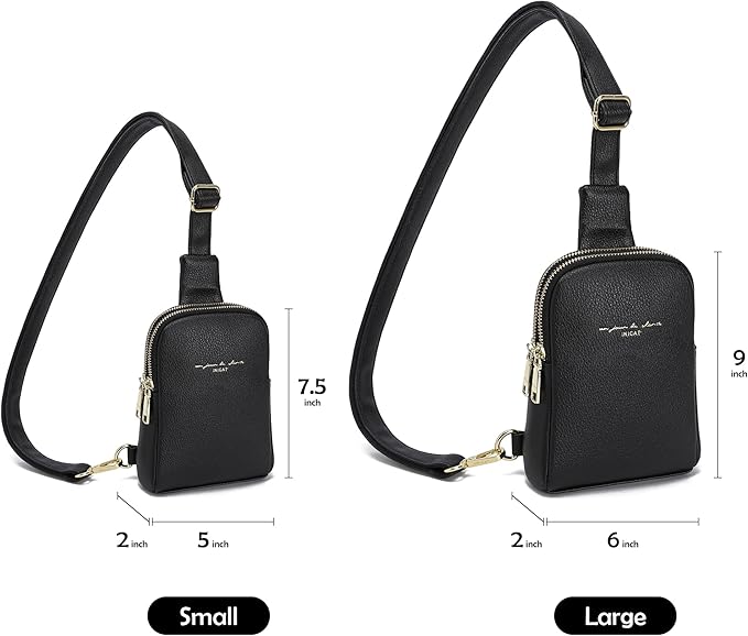 INICAT Travel Small Sling Bag Leather Crossbody Bags for Women Fanny Packs Cross Body Bag for Woman Cross Body Purses