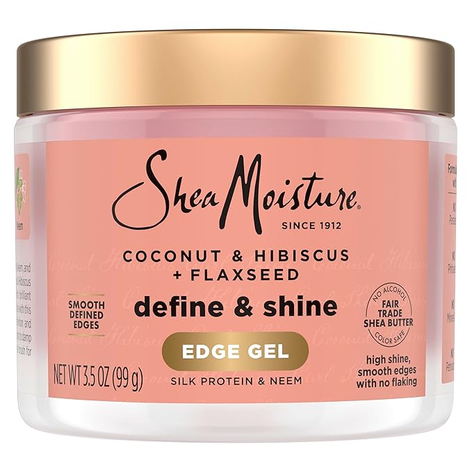 Shea Moisture Define & Shine Edge Gel + Flaxseed Coconut & Hibiscus Holds and Controls Edges All Day Infused With Glycerin, Coconut Oil and an Invigorating Sweet Scent Paraben-Free Hair 3.5 OZ