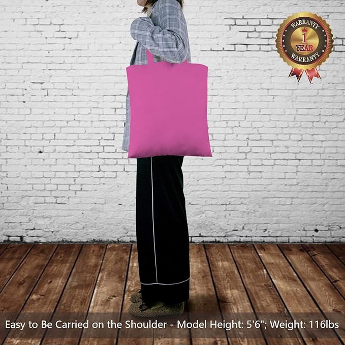 TOPDesign 6-Pack Economical 16"x15" Pink Cotton Tote Bag, Lightweight Medium Reusable Grocery Shopping Cloth Bags, Suitable for DIY, Advertising, Promotion, Gift, Activity