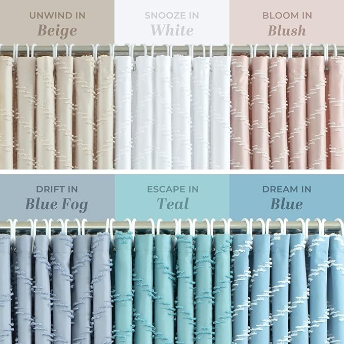 Teal Shower Curtain Boho Farmhouse Shower Curtain 72 x 72 Tufted Chevron Textured Minimalist Shower Curtains for Bathroom