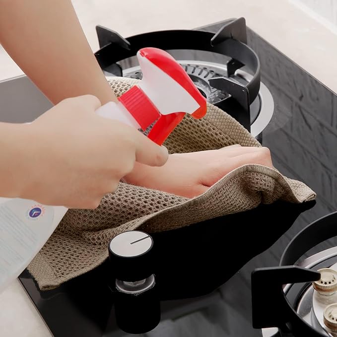 Homaxy 100% Cotton Waffle Weave Kitchen Dish Towels, Ultra Soft Absorbent Quick Drying Cleaning Towel, 13 x 28 Inches, 8-Pack, Tan