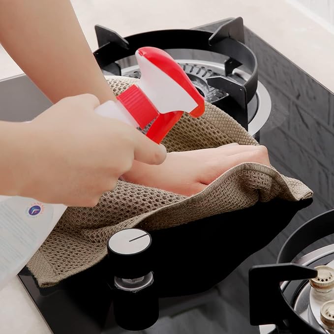 Homaxy 100% Cotton Waffle Weave Kitchen Dish Towels, Ultra Soft Absorbent Quick Drying Cleaning Towel, 13 x 28 Inches, 12-Pack, Tan