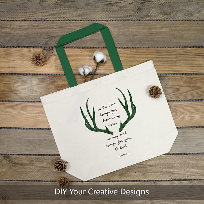 TOPDesign 2-Pack Canvas Tote Bags with Magnetic Snap, Reusable Grocery Shopping Bags, DIY Your Creative Designs