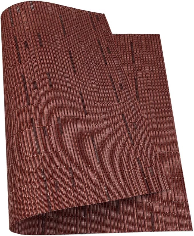 Red-A Placemats Set of 6 for Dining Table Heat-Resistant Washable Place Mats Woven Vinyl Kitchen Table Mats Easy to Clean,Wine red