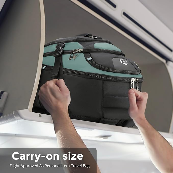 Swissdigital Design Laptop Backpack with USB Charging Port, Travel Backpack Fits 15.6 inches Computer, 31L College School Backpack for Men, Lake Green/Black | SD803