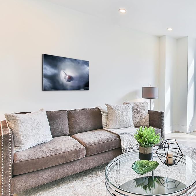 F-47 Fighter Jet Wall Art with Inner Wooden Frame - Military Aviation Wall Decor for Home Office & Living Room - Thoughtful Present for Pilots, Veterans - Lightweight & Easy Hanging - 12x18 Inches