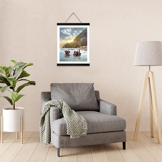 3 Pack Magnetic Poster Hanger Frame 12 inch Black,12x16 12x18 12x20 12x24 Wood Magnet Frames Hangers for Photos, Pictures, Prints, Maps, Canvas Artwork,Diamond Art Painting,Canvas Hanger