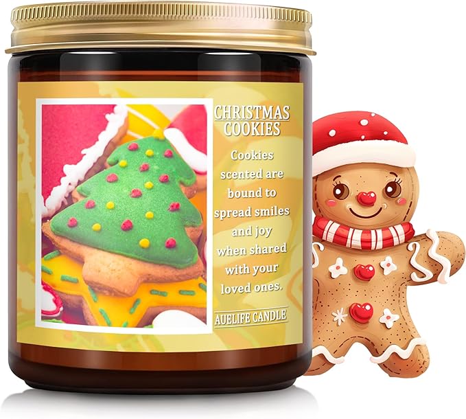 Christmas Candle | Christmas Cookies Candle Scents of Merry Cookie Dough Sugar Cookies for Santa Holiday, Christmas Scented Candles for Home - 7 oz Aromatherapy Jar Candles, Gift for Women and Men