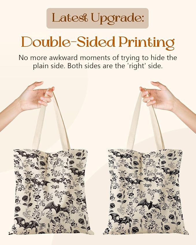 Canvas Tote Bag for Women – Aesthetic Canvas Bag with Zipper Cute Stylish Reusable Shoulder Totes for Shopping Work Daily Vacation, Bianfu Flower