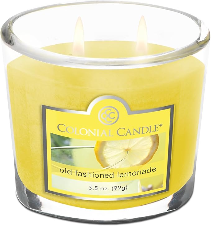 Colonial Candle Old Fashioned Lemonade Jar Candle, 2 Wick, 3.5 oz, Mottled Wax Candle