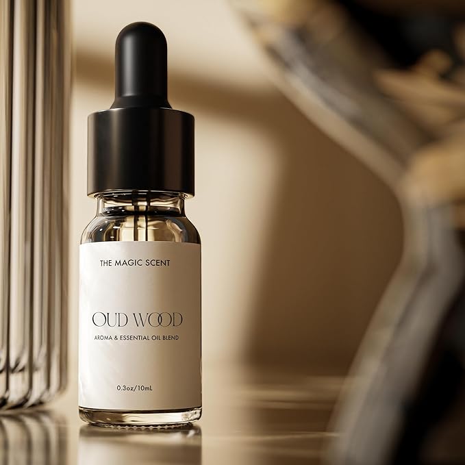 Oud Wood Home Fragrance - Cold-Air & Ultrasonic Scented Oils for Diffuser - Woody Oud & Bergamot Essential Oils for Diffusers Aromatherapy - Diffuser Scent for Home - 0.3 fl oz, 10 mL