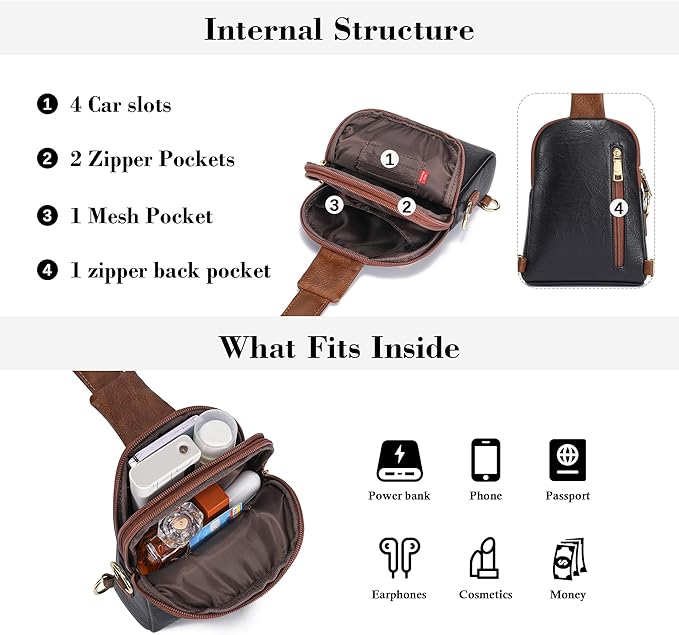INICAT Travel Small Sling Bag Leather Crossbody Bags for Women Fanny Packs Cross Body Bag for Woman Cross Body Purses