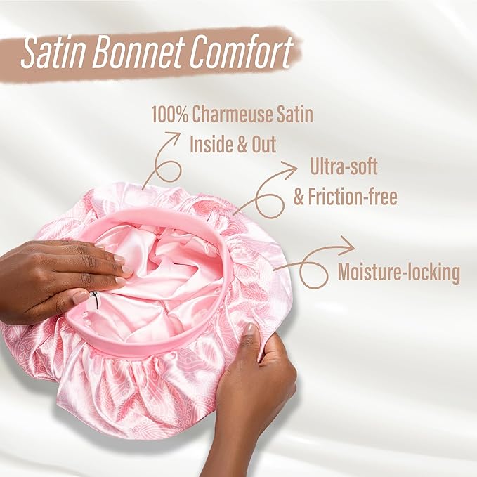 Satin Bonnet Adjustable Sleeping Silk Bonnet Black Women Men Double Layer Satin Silk Sleep Cap Hair Wrap Large Curly Hair