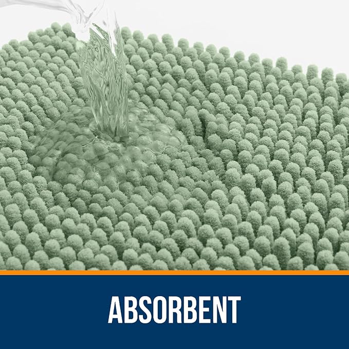 OLANLY Bathroom Rugs 59x20, Extra Soft Absorbent Chenille Bath Rugs, Rubber Backing Quick Dry, Machine Washable Bath Mats for Bathroom Floor, Tub and Shower, Home Decor Accessories, Sage Green