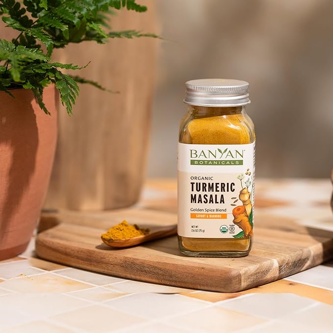 Banyan Botanicals Turmeric Masala Spice Mix – Organic Ayurvedic Spice Blend – Warming & Savory Cooking Spices with Organic Turmeric Powder – 2.6 oz – Non-GMO Sustainably Sourced Vegan