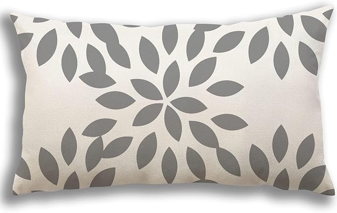YCOLL Lumbar Pillow Covers 12x20 Set of 4, Modern Sofa Throw Pillow Cover, Decorative Outdoor Linen Fabric Pillow Case for Couch Bed Car，Gray