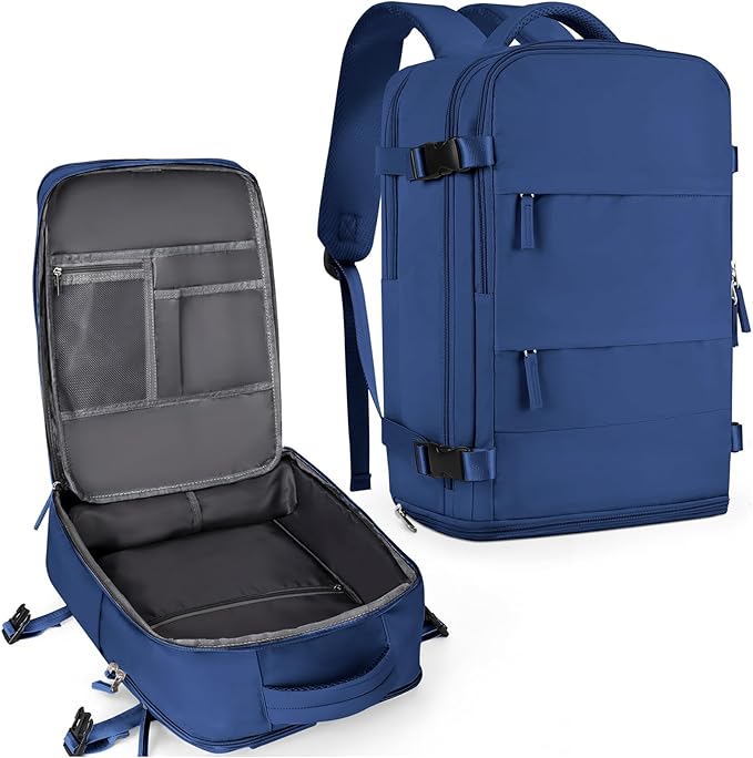 coowoz Large Travel Backpack For Women Men,Carry On Backpack Flight Approved,Hiking Backpacks Outdoor Rucksack Casual Daypack Travel Bag Essentials Personal Item Backpack (Royal Blue L)