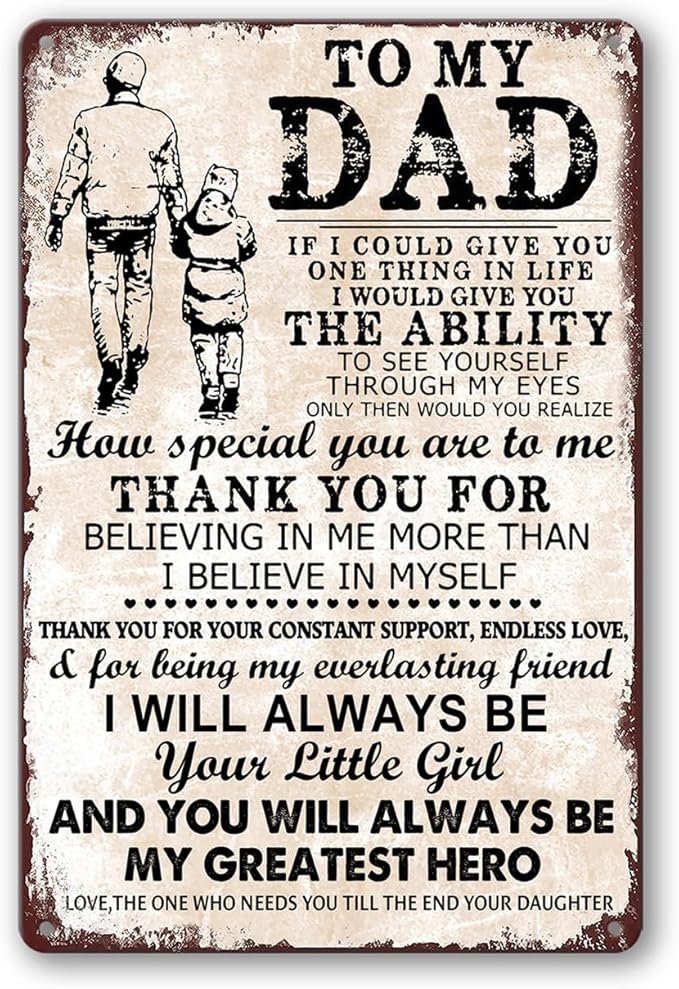 Masleo Vintage Metal Dad Sign, 8 x 12 inches, Decorative Signage for Father's Day or Birthday, Personalized Wall Decor