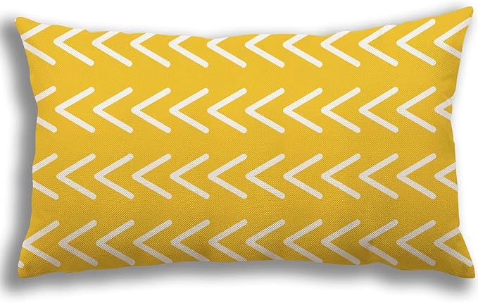YCOLL Lumbar Pillow Covers 12x20 Set of 4, Modern Sofa Throw Pillow Cover, Decorative Outdoor Linen Fabric Pillow Case for Couch Bed Car, Yellow