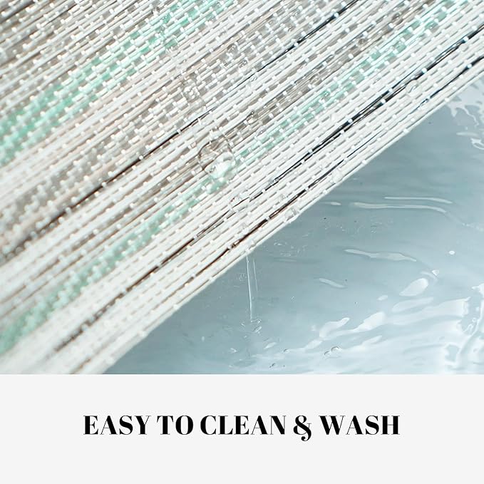 Placemats Set of 6 Vinyl/Plastic Woven Place Mats for Kitchen Table Indoor/Outdoor Washable Placemat Wipeable Dining Table Mats (Turquoise,6)