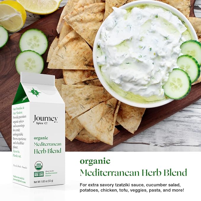 Gourmet Organic Greek Citrus Rub & Mediterranean Herb Blend Seasoning Gift Set by Journey Spice Co. | Salt-Free | No MSG | Greek Spice Seasoning | 4.76 oz. (total) | Resealable/Reusable Cap