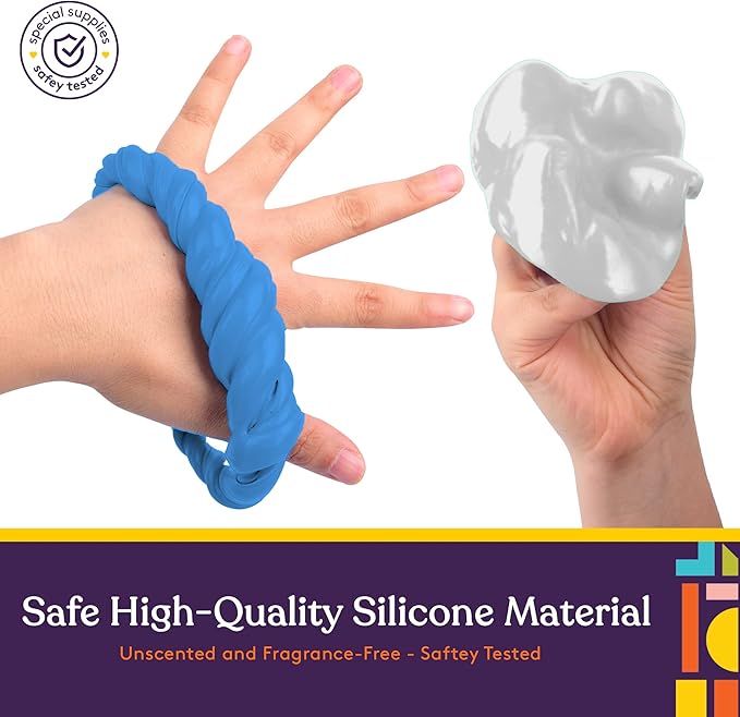 Special Supplies Therapy Putty for Kids and Adults - Resistive Hand Exercise Stress Relief Therapy Putty Kit, Set of 4 Strengths, Three Ounces of Each Putty (Ocean Colors)