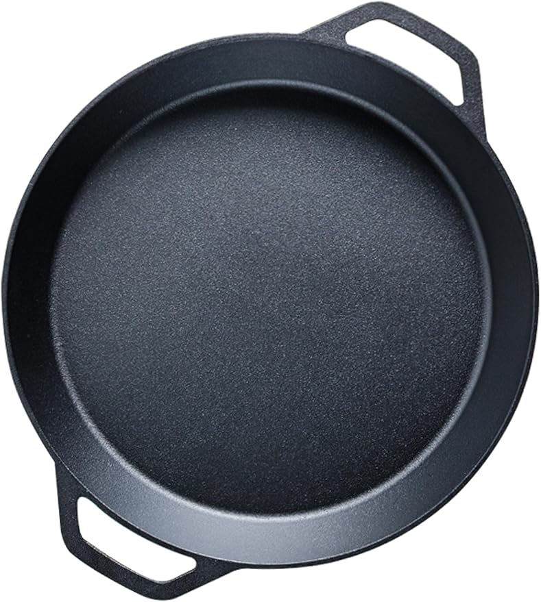 LI-GELISI 18-inch Pre-Seasoned Cast Iron Skillet - Dual Assist Handles - Nitrided Rust-Proof - For Oven, Stovetop, Grill & Campfire