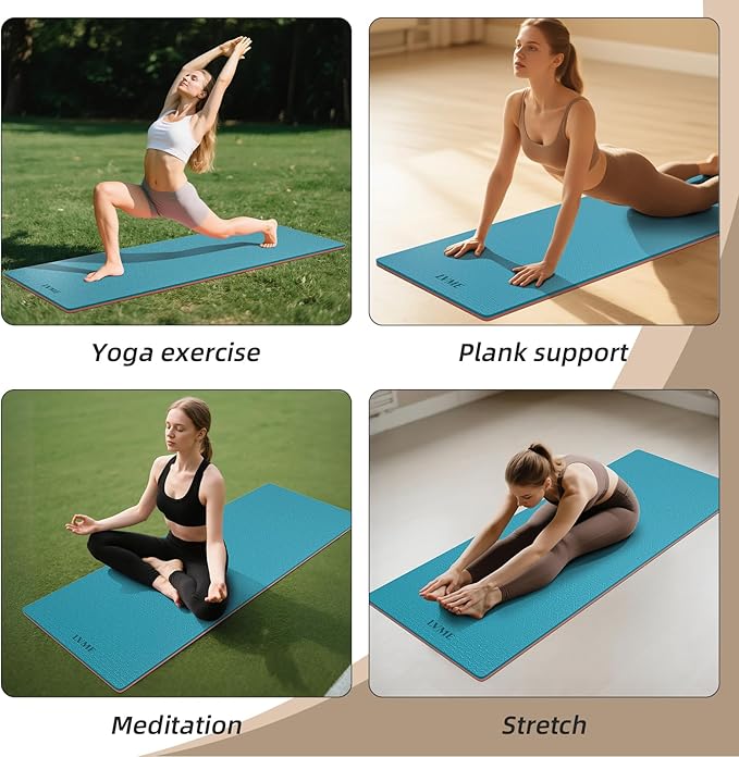 Yoga Mat Non Slip, Anti-Tear 1/4 Thick TPE Yoga Mats for Women and Men, a stylish and practical dual-tone yoga mat.72"x24" Exercise & Fitness Mat with Carrying Strap, Workout Mats for Yoga, Pilates and Floor Exercise