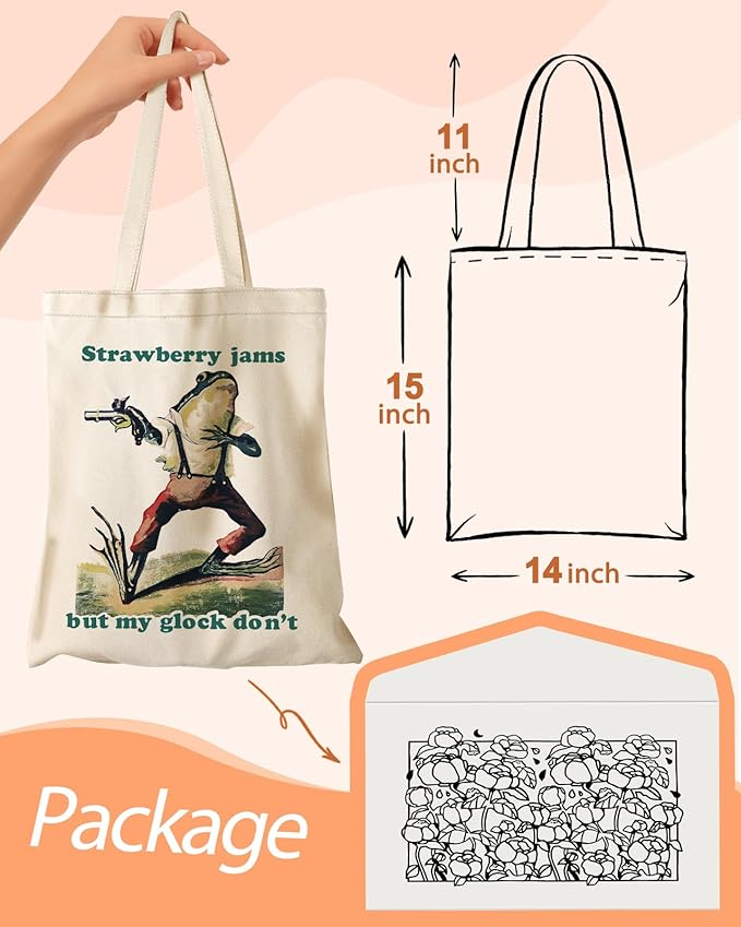Canvas Tote Bag with Pocket - Aesthetic Cute Canvas Bag for Women Shoulder Totes for Shopping, Work, Gym