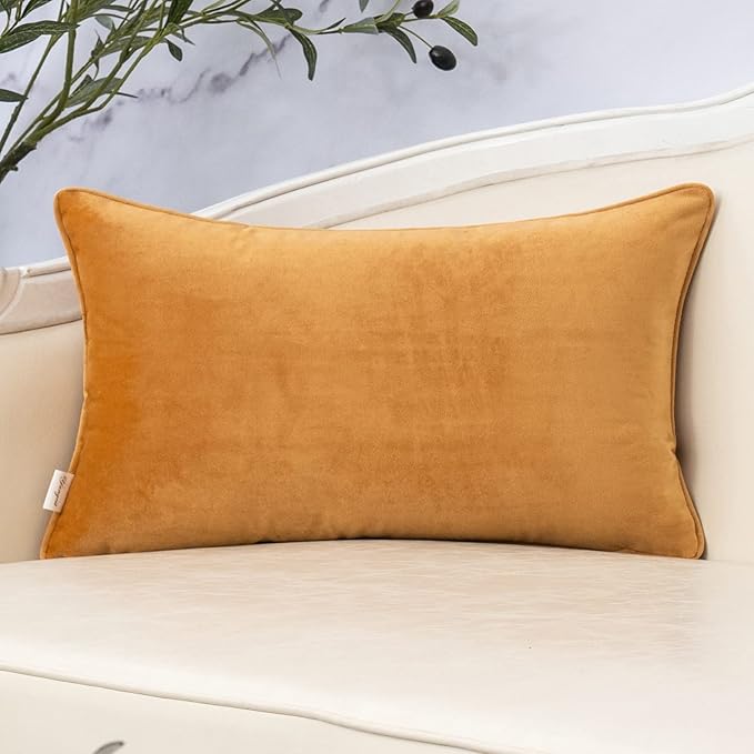 Yangest Orange Yellow Throw Pillow Cover Wavy Cushion Cover Modern Zippered Rectangular Pillowcase for Sofa Couch Bedroom Living Room Home, 12x20 Inch