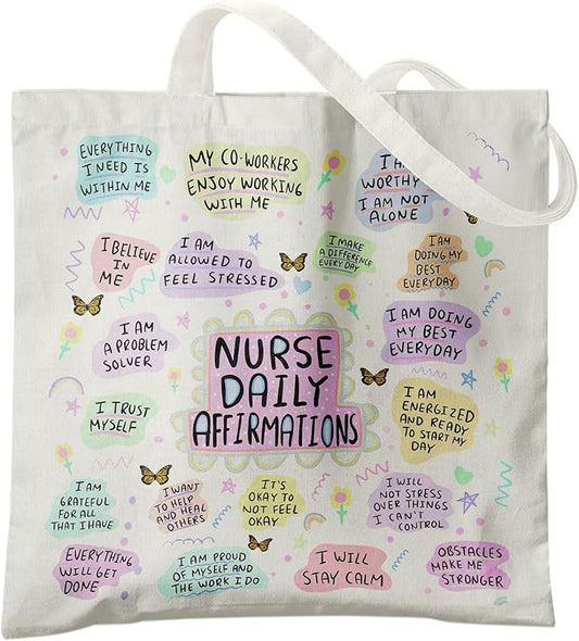 Nurse Canvas Tote Bag for Women,Registered Nurse Appreciation Gifts, Reusable Grocery Shopping Bags