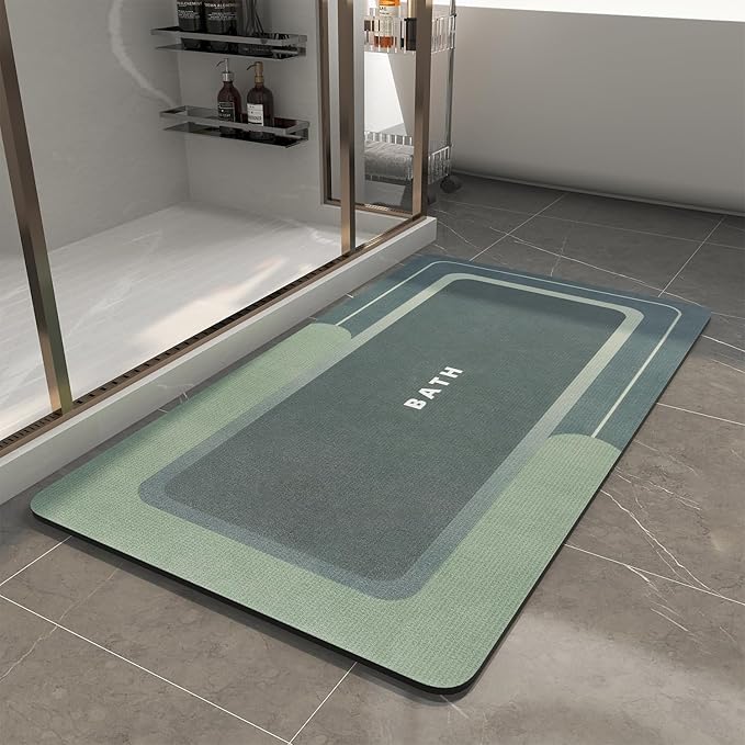MontVoo Bath Mat - Bathroom Mat Rug Non Slip Super Absorbent Stain Resistant Quick Dry - 24"x35" Green