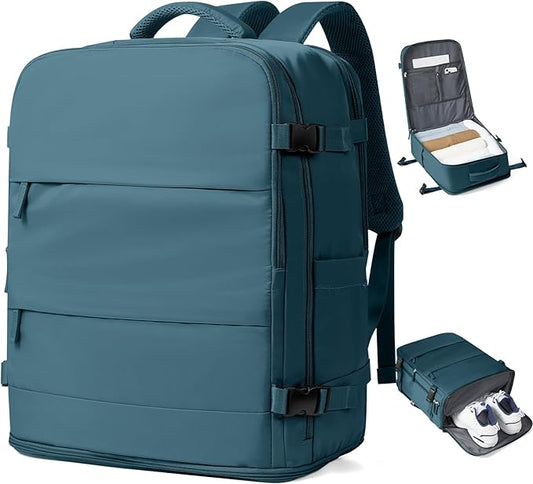 coowoz Large Travel Backpack Carry On for Women Man Waterproof Gym Backpacks Mochila de Viaje Travel Bag Essentials Teacher Personal Item Backpack Rucksack Airplane Accessories Must Haves Peacock Blue