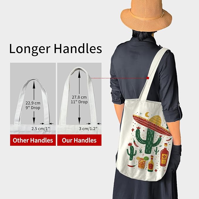 Canvas Tote Bag for Women, Aesthetic Tote Bag with Zipper Pocket for Grocery Travel Work Gift, Canvas Shopping Bag