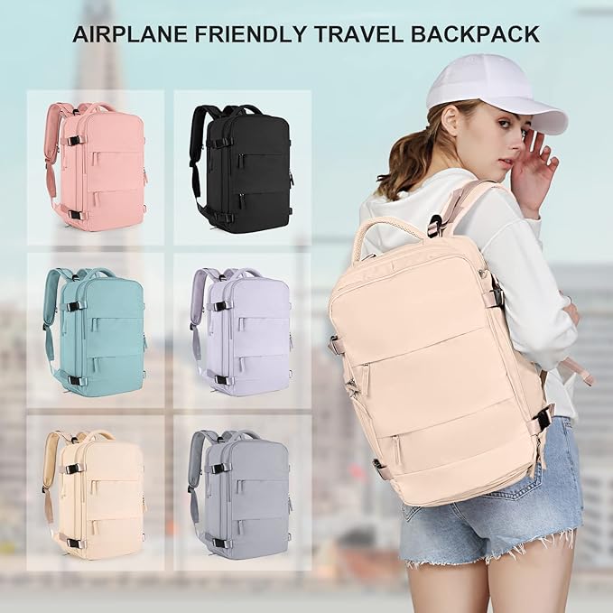 coowoz Travel Backpack For Women Men,Carry On Backpack,Hiking Backpack Waterproof Outdoor Sports Rucksack Casual Daypack Travel Essentials（Beige）